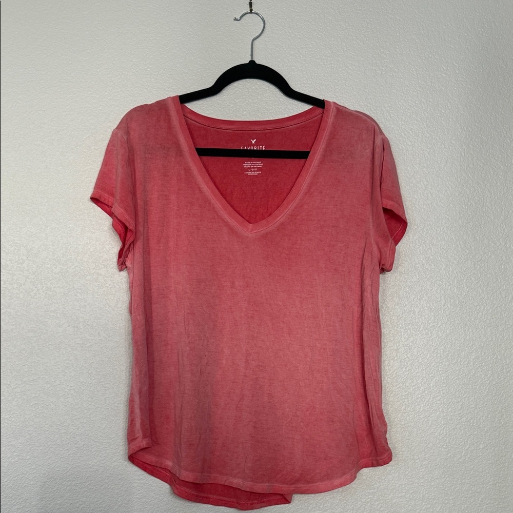 American Eagle Outfitters Coral V-Neck Tee